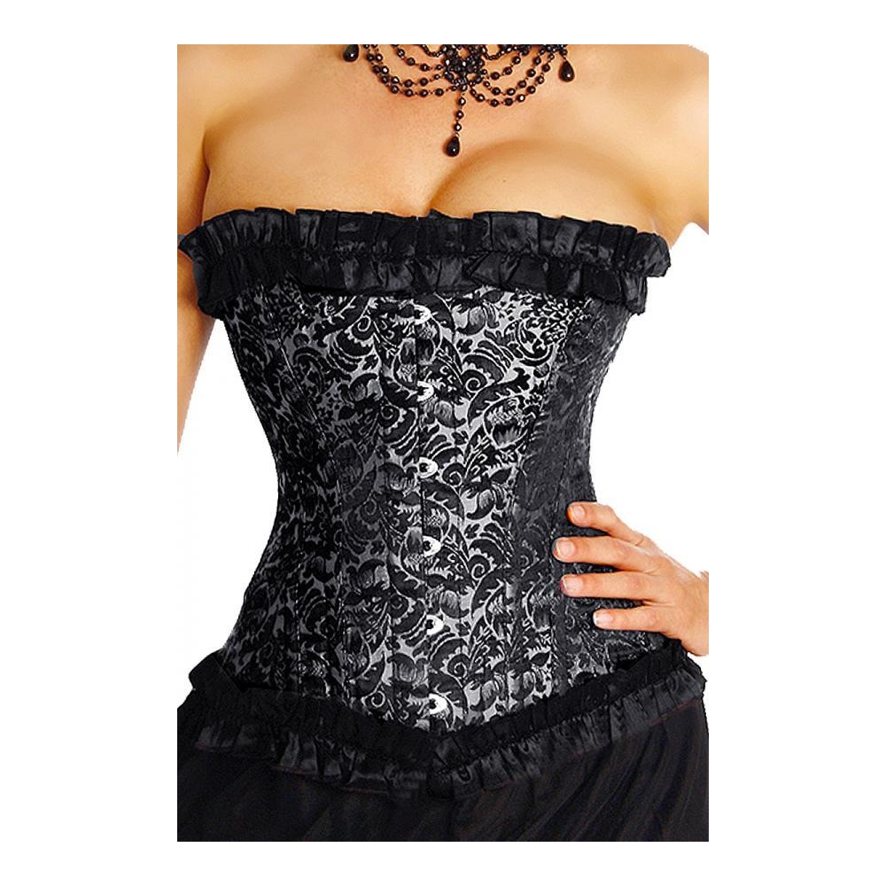 Halfborst Corset Zwart Zilver Burlesque Online